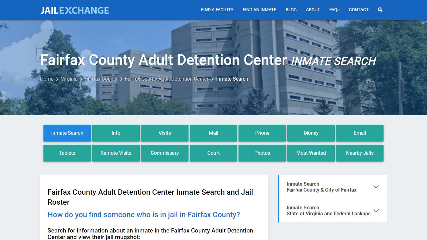 Fairfax County Adult Detention Center Inmate Search - Jail Exchange