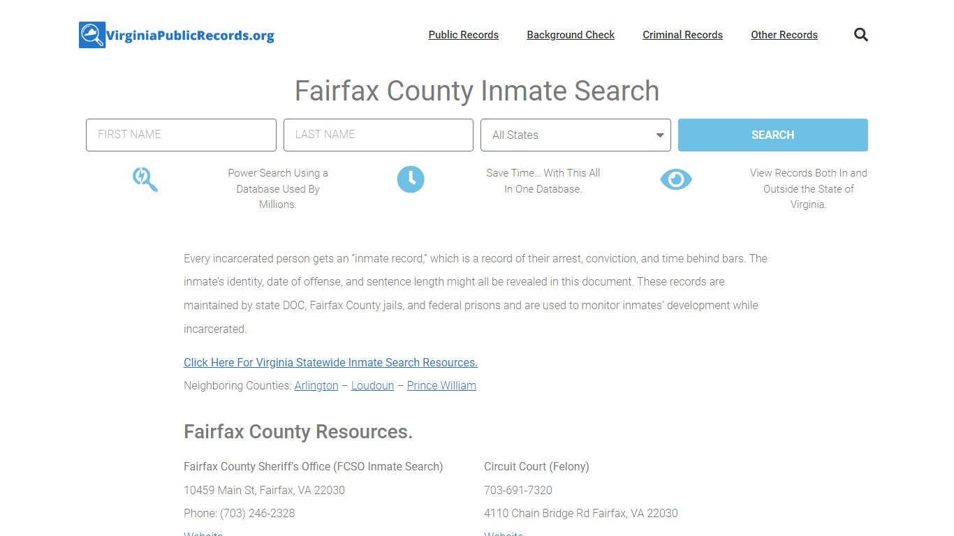 Fairfax County Inmate Search - FCSO Current & Past Jail Records